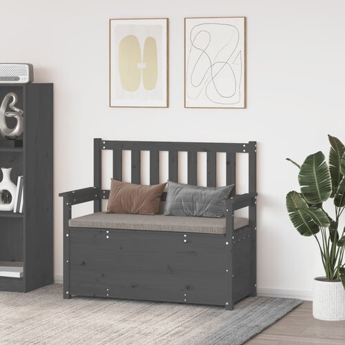 VidaXL Klupa siva 112,5 x 51,5 x 96,5 cm od masivne borovine Slike