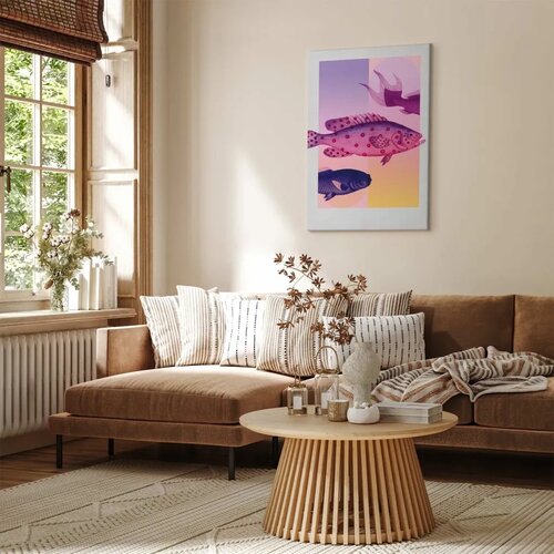  Slika - Fish in Pastels - Stylized Fish Against Gradient Shapes 80x120 Standard Slike