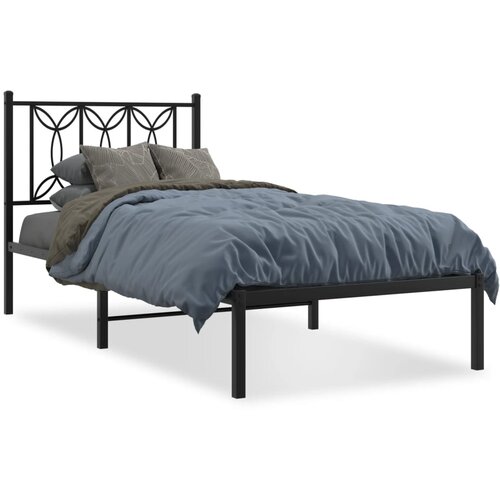vidaXL Metalni okvir za krevet s uzglavljem crni 75x190 cm Cene