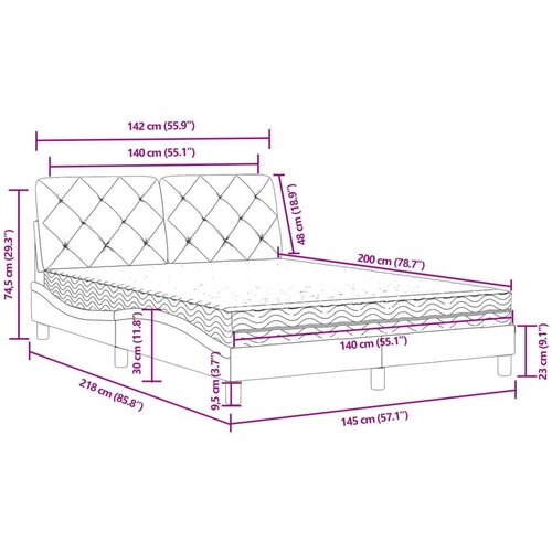 VidaXL Krevet s madracem crni 140x200 cm bar&amp;scaron;unasti Slike