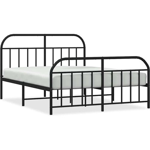  Metalni okvir kreveta uzglavlje i podnožje crni 140x200 cm Slike