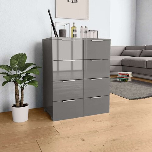 vidaXL Komoda visok sijaj siva 60x35x80 cm iverna plošča Cene