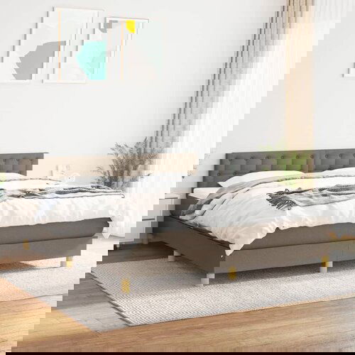  The Living Store Box spring postelja z vzmetnico taupe 160x200 cm blago - Box Spring Postelja, (21455755) Slike