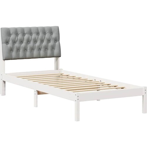 vidaXL Posteljni okvir z oblazinjenim vzglavjem Bela 90 x 200 cm, (5000084797) Cene