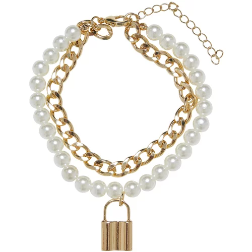 Urban Classics Accessoires Padlock Pearl Layering Bracelet gold
