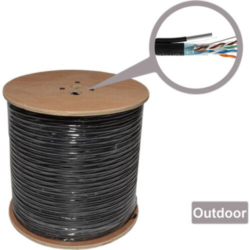 Kabal lan CAT5e ftp owire outdoor+sajla box 305m crni Cene