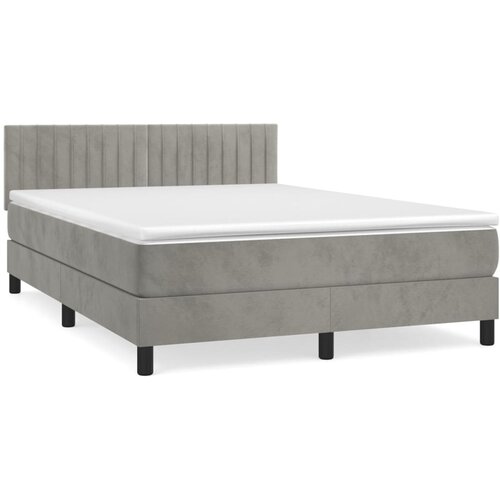 Maison Chic Box spring postelja - Vzmetna postelja z vzmetnico svetlo siva 140x200 cm žamet SL8628, (21904888) Cene