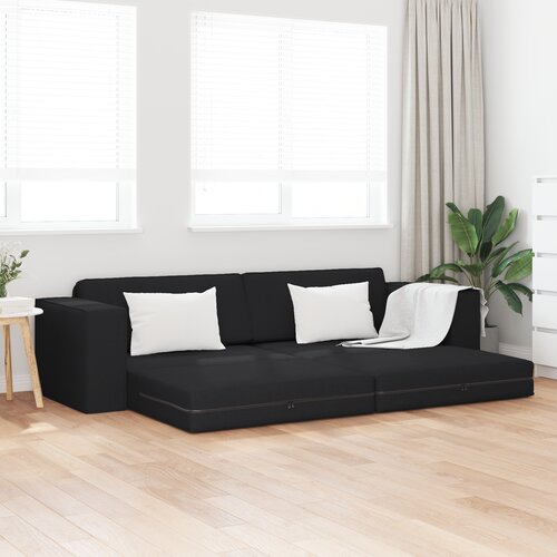 VidaXL tlačna zofe postelja 2-v-1 črna 245x150x60.5 cm tkanina Slike