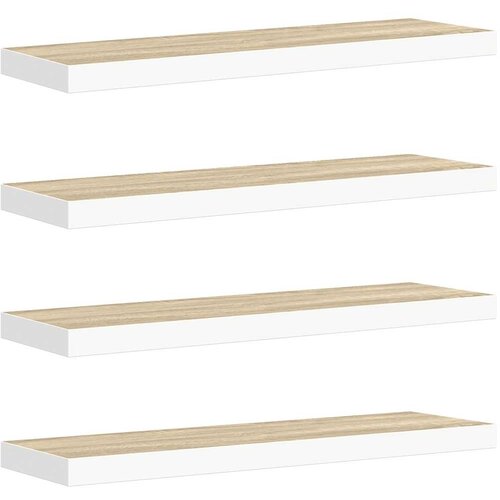  Plutajuće zidne police 4 kom hrast i bijele 80x23,5x3,8 cm MDF Slike