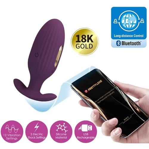 Pretty Love Jefferson Electroshock Anal Plug Global Remote Control Series Purple