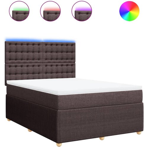 VidaXL Box spring postelja z vzmetnico temno rjava 140x200 cm blago, (21308314) Slike