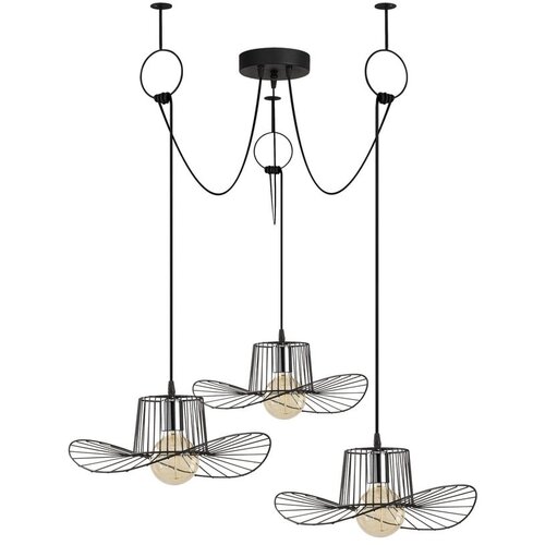 Opviq lights crna viseća svjetiljka za 3 žarulje Tel Hat Slike