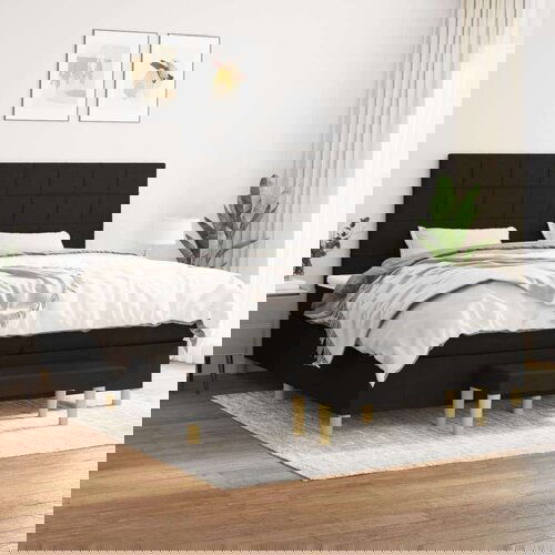  Box spring postelja z vzmetnico črn 200x200 cm blago, (20761103) Slike