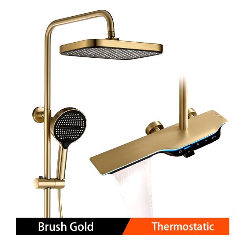  termostatski nadometni tuš set BSE1420 elite edition z led zaslonom | premium linija - brušeno zlato Cene