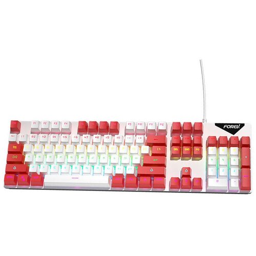 INF Žična mehanska tipkovnica mavrična osvetlitev modro stikalo 104 tipke white + red, (5000128714) Cene