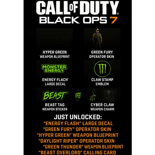 CoD Website Call of Duty: Black Ops 7 Exclusive Monster Energy Full Set Pack (DLC) (PS4/PS5/XBOX ONE/XBOX SERIES X/PC) Official Website Key GLOBAL Cene