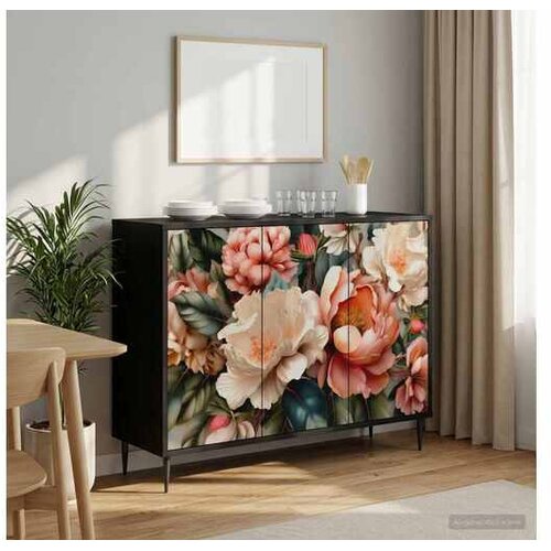 vidaXL Kreveta BORNE Crni hrast 102 x 33 x 76 cm Konstruirano drvo - Print lagane peonije Cijene