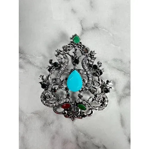 Kesi Brooch XZ459-191 Silver + Blue