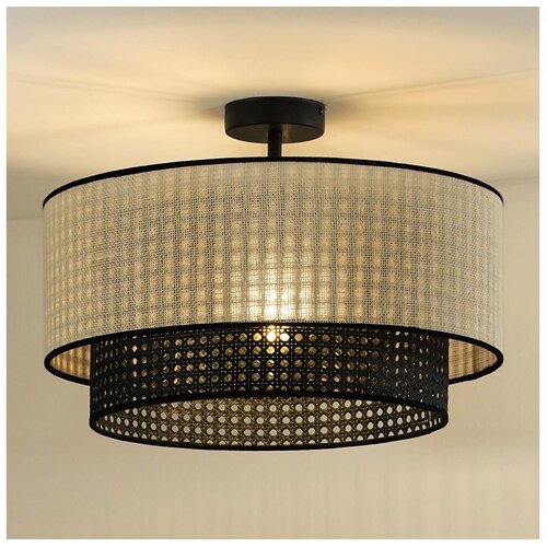  Duolla - Plafonski luster RATTAN YUTE 1xE27/15W/230V, prečnik 45 cm, krem/crna Cene