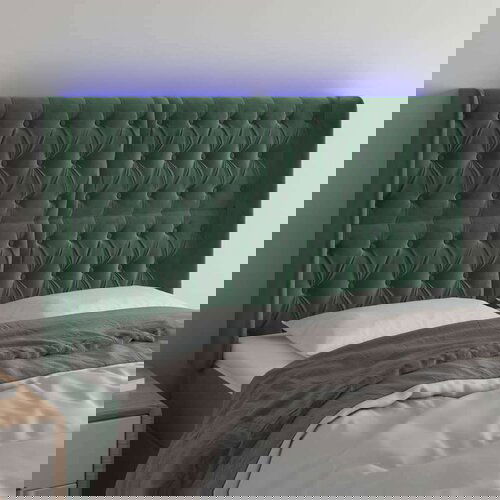  Posteljno vzglavje temno zeleno 147x16x118/128 cm žamet, (20951753) Cene