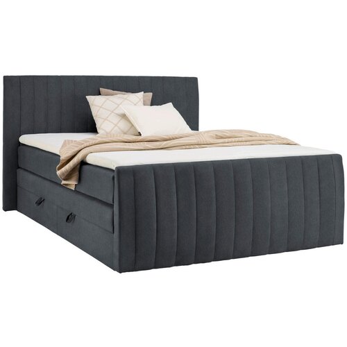 CARRYHOME POSTELJA BOXSPRING 160 cm x 200 cm , tekstil temno siva Slike