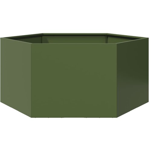 vidaXL Vrtno korito olivno zelena šestkotnik 104x90x45 cm jeklo Cene