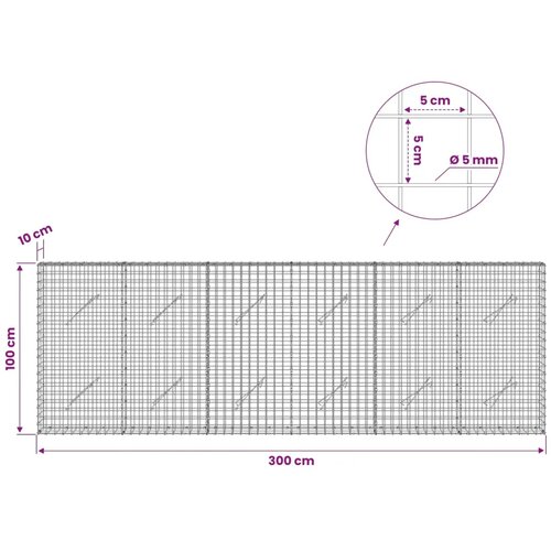  Gabion s žicom debljine 5 mm i mrežom 5x5 cm 300x10x100 cm - 10 cm 100 cm 300 cm Slike