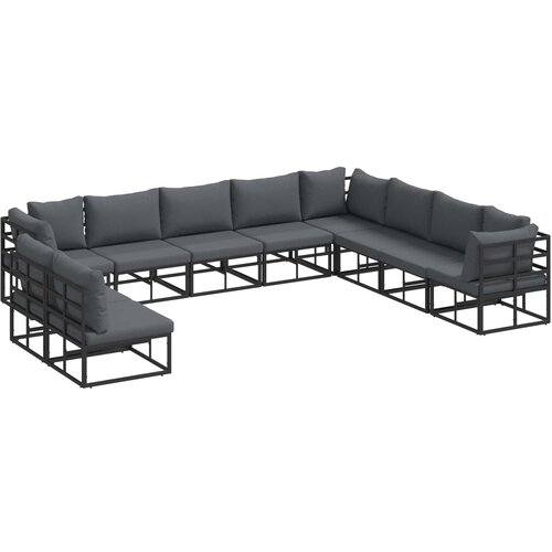  Sjedeća garnitura za vrt s jastukom 10 pcs Crna Aluminij Slike