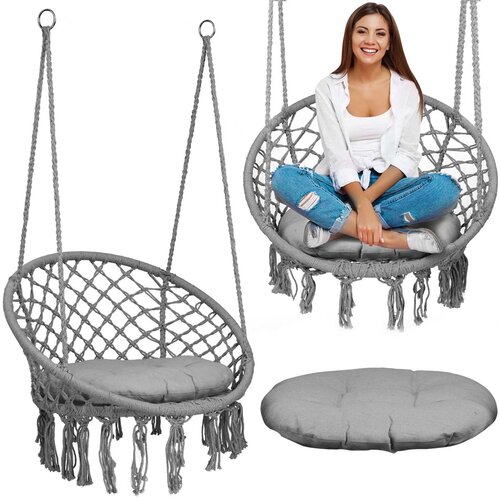 Sofotel Stylish BOHO Gray Hanging Garden Swing Chair with Cushion, (21740809) Cene