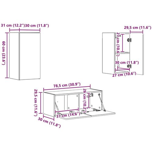  Komplet TV omaric 6 pcs Betonsko siva Konstruiran les - - Siva - 96.31 - 98 x 31 x 29,5 cm - 2025-vidaXL-Uvoz_2 Slike