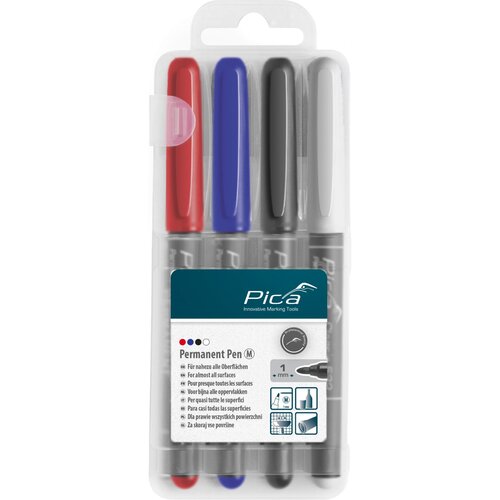 Pica - Marker Permanent-Pen 1,0mm assorted with Instant-White-Pen Slike