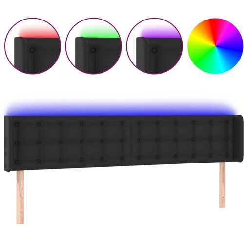  LED uzglavlje crno 203x16x78/88 cm od umjetne kože Slike