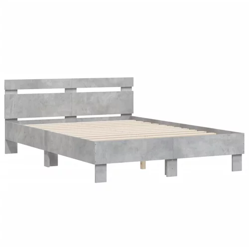 vidaXL Okvir kreveta s uzglavljem siva boja betona 120x190 cm drveni