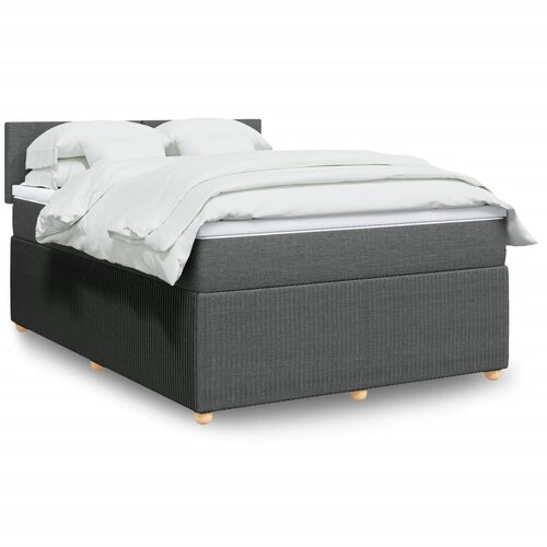 vidaXL Box spring postelja z vzmetnico temno siva 160x200 cm blago Cene