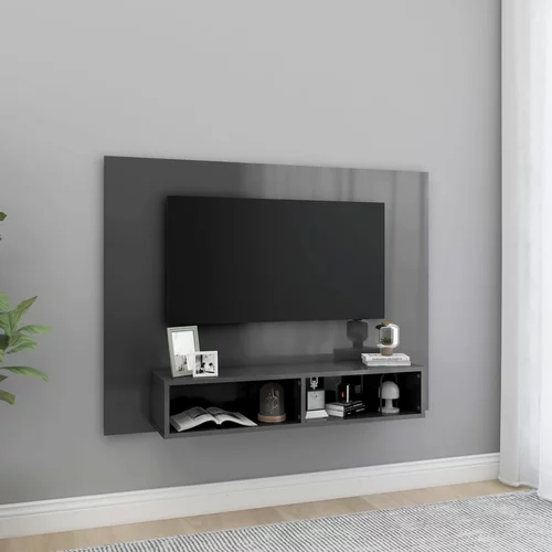  Zidni TV ormarić visoki sjaj sivi 120 x 23,5 x 90 cm od iverice