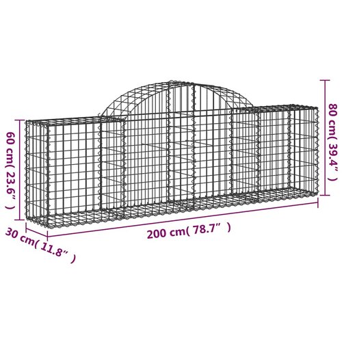  Gabionska ko&amp;scaron;ara s lukom 200 x 30 x 60/80 cm pocinčano željezo Slike
