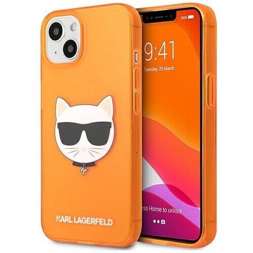 Karl Lagerfeld Klhcp13mchtro za iphone 13 6.1 oranžna silikonska za&amp;scaron;čita - choupetts head Slike