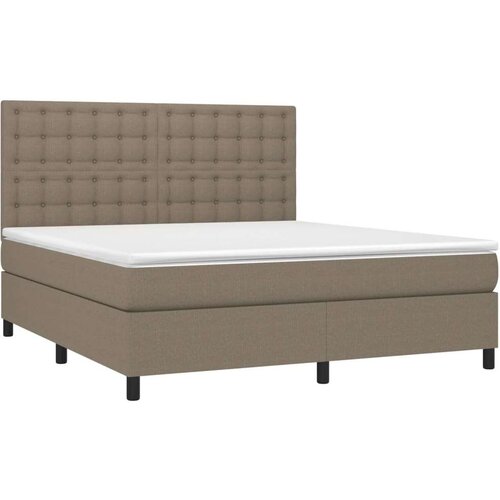  Krevet s oprugama i madracem smeđesivi 160x200 cm tkanina Slike