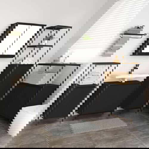 vidaXL komplet kopalniškega pohištva Set 5 Črni hrast Inženirski les Cene