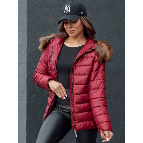 DStreet Women's winter quilted jacket with hood ESTELLA burgundy Cijene