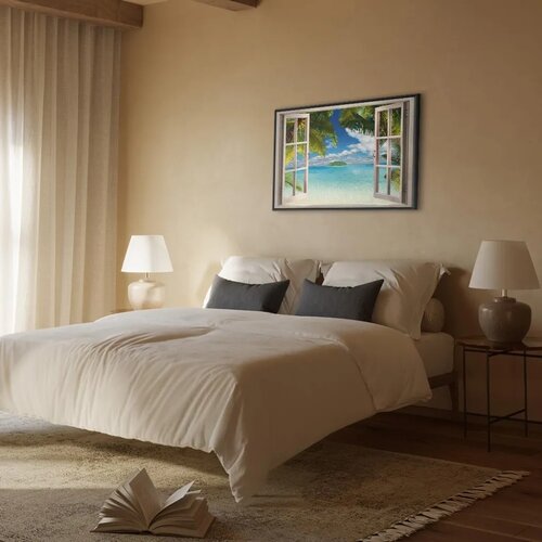  Slika - Window: Sea View 90x60 U crnom drvenom okviru Slike