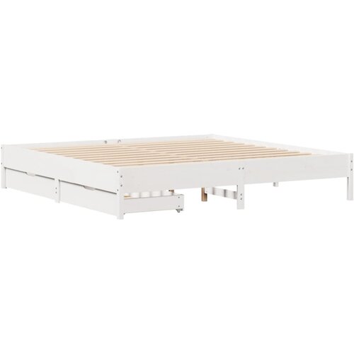 vidaXL Posteljni okvir bel 180x200 cm trdna borovina, (21308358) Cene