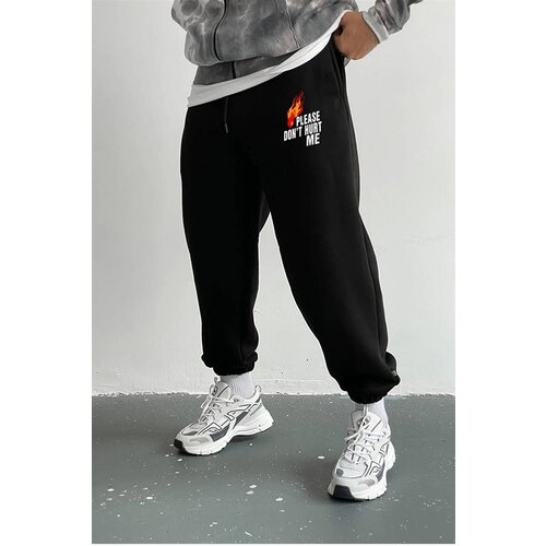 Dewberry 84184 3 Thread Mens Sweatpants-BLACK-1 Cene