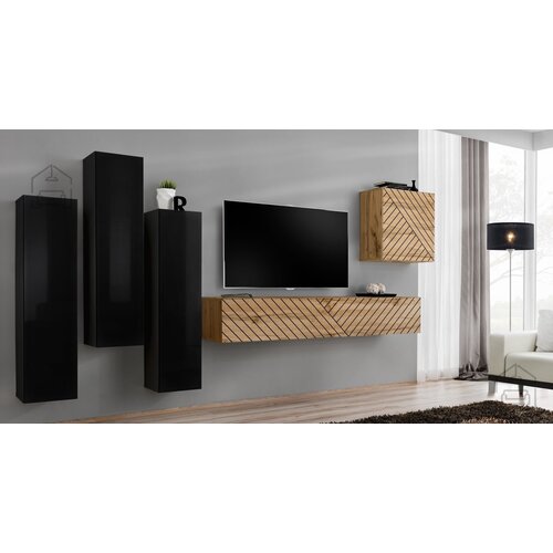 ASM Meble Dnevni regal TV Switch III - črn/votan Slike