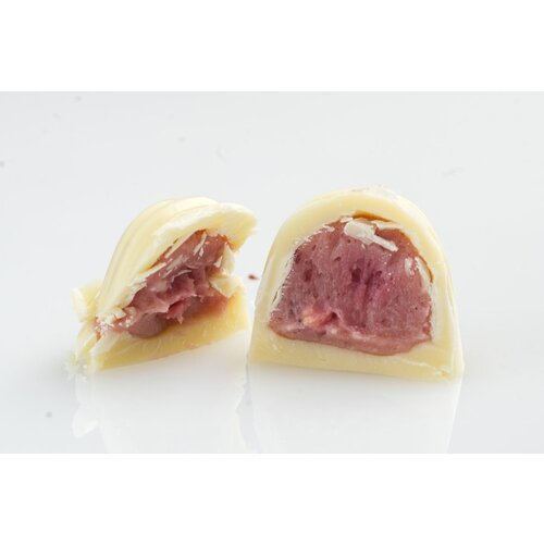 KUNEJ VINO &amp;amp; ČOKOLADA D.O.O. Bonboniera 2&amp;times;2, pralineji iz bele čokolade z malino, 45 g Slike