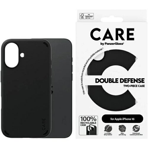 PanzerGlass CARE BY FEATURE DOUBLE DEFENCE OVITEK ZA IPHONE 16 ČRN, (21898355) Cene