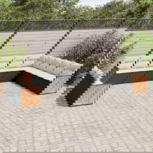  11-dijelni set vrtnih sofa od poliratana s jastucima crni Slike