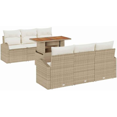 vidaXL Vrtna sedežna garnitura s shranjevanjem 7 pcs Bež Poly ratan, (5000144562) Cene