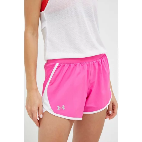 Under Armour Kratke hlače za trčanje Fly-By 2.0 boja: ružičasta, glatki materijal, srednje visoki struk