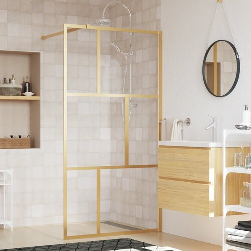 vidaXL stijenka za walk-in tuš sa staklom esg zlatna 115 x 195 cm Cijene